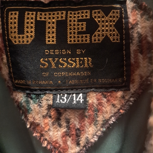 Vintage 70s Funky Double Breasted Tie Belt Utex Wool Blend Overcoat sz 13/14 - Picture 7 of 14